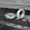 Anillo de plata de ley S925 con diseño de escamas de pez y hielo picado, con grabado de flor y hielo picado.