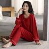 Pijamas de Algodón Puro para Mujer Otoño Manga Larga Rojo Recién Casados Boda Nuevo Chinoiserie Año del Zodíaco Femenino Conjunto para Estar en Casa