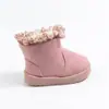 Botas curtas femininas estilo coreano com decoração de fita, novo modelo inverno 2026, botas quentes de algodão com pelo sintético de cordeiro, botas de neve infantis