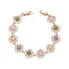 Pulsera de Zirconia Colorida de Moda Europea Americana Cross Más Vendida para Mujer, Lujo Ligero, Diseño de Flor, Cobre Puro, No se Desvanece, Joyería de Mano