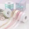 Huaxi Cinta de Gasa Bronceada con Flores para Envolver Regalos de Cumpleaños Cinta para Ramo DIY Pastel de Cumpleaños Regalo Floristería Cinta para Envolver Flores