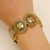 Amazon Transfronterizo Retro Ovalado Aleación Tallado Alto Diseño Gama Alta Nicho Versátil Pulsera Elástica para Hombres y Mujeres
