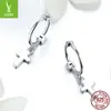 Charm de plata joyería de comercio exterior nuevos pendientes de cruz para mujer moda europea y americana pendientes de moda chapados en platino de plata de ley 925