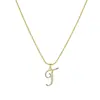 Europa y Estados Unidos transfronterizo 26 letras conjunto de cobre circonita cadena de serpiente redonda collar letras colgante de oro creativo simple letras