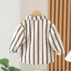 Camisas para Niños y Niñas 2025 Primavera Nueva Camisas Infantiles Estilo Primavera y Otoño Niños Riendo Rayas Camisas de Manga Larga para Hombre Chaquetas