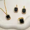 Set de tres piezas de joyería de cristal sintético vintage transfronterizo europeo y americano Colgante Pendientes Anillo Incrustados de Diamantes Chapados en Oro Cuentas para Banquete de Novia