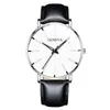 Relógio Masculino de Quartzo com Detalhe Azul Minimalista, Pulseira Ultra-Fina de Metal em Malha, Relógio de Pulso Casual para Negócios