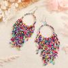 Pendientes de borlas con cuentas de arroz largas estilo étnico bohemio retro, joyería popular europea y americana, suministro transfronterizo para mujer
