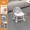 Taburete de Acrílico con Ruedas Giratorias Silenciosas, Silla Pequeña para Uso en Casa, Taburete Bajo, Silla Móvil con Respaldo, Silla Giratoria