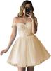 Vestidos Brillantes de Tul para Homecoming Hombros Descubiertos Cortos para Baile de Graduación Dulces y Esponjosos Vestidos de Cóctel para Fiesta de Graduación