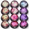 Lentejuelas ultrafinas con forma de corazón de melocotón de 3 mm, parches para uñas con destellos en forma de corazón, pegatinas para uñas con polvo brillante de diamante de alto brillo.