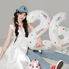 Globos blancos con números impresos de 32 pulgadas para la decoración de la primera fiesta de cumpleaños de niños, accesorios para fotos y arreglo de escena