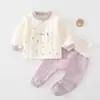Conjunto Separado para Bebé Otoño Invierno Calidez Clase A Unisex Ropa Interior Acolchada para Bebé Cintura Alta Protección de Barriga No Necesita Quitarse Ropa de Otoño Pantalones de Otoño