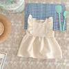 Estilo coreano verão bebê saco peido romper bebê feminino babado estilo ocidental vestido novo saco peido saia terno