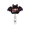 Halloween Personal Médico Morado Agitador Tarjeta de Identificación de Acrílico Portatarjetas Clip Giratorio Retráctil Oficina