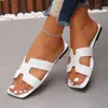 Pantuflas Planas de Exterior para Mujer 2025 Verano Nuevas Versátiles de Una Tira Sandalias de Playa Zapatos para Mujer de Comercio Exterior Transfronterizo