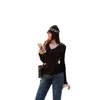 Sudadera con Capucha Estilo Americano Picante Ajustada con Medio Botón y Cintura Ajustable, Top de Manga Larga para Estudiante para Mujer