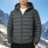 Chaqueta acolchada de algodón para hombre para otoño e invierno con capucha, cálida y casual, corte holgado, adecuada para usar al aire libre, a prueba de viento y diseñada para proteger contra el frío
