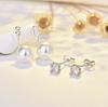 Pendientes Qiao Lanxuan de imitación de plata esterlina con circonitas y perlas colgantes traseras, pendientes populares de moda coreana, pendientes para mujeres estudiantes