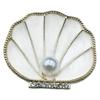Broche de aleación con incrustaciones de vieiras y concha de perla estilo coreano retro con forma de gota de aceite, venta al por mayor