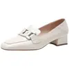 Zapatos de moda de verano nuevos y versátiles para mujer, estilo británico, mocasines slip-on con tacón grueso, zapatos de tacón medio para mujer