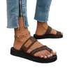 Talla Grande Color Sólido Nuevo Estilo de Moda Casual Suela Gruesa Chanclas de Playa Sandalias de Ponerse con Separación en los Dedos Talla 36-43