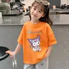 Camiseta de Manga Corta para Niña Moda de Verano Nueva Elegante Top Tendencia Niña Niño Mayor Algodón Puro Delgado Holgado Media Manga