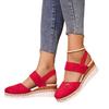 En stock Comercio Exterior Transfronterizo talla grande Combinación de colores Baotou Trasero Abierto Sandalias Cuña Cuerda de Cáñamo Ligera Hebilla Zapatos para Mujer con Suela Gruesa Fresca