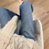 Jeans para Mujer Otoño e Invierno Forrados de Polar Engrosados Tallas Grandes Chica Gordita Cintura Alta Sueltos Estrechos Adelgazantes Forma de Pera Pantalones de Pierna Ancha