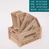 Caja de Madera Retro Marco de Madera Caja de Almacenamiento de Madera Maciza Exhibición Bolso de Supermercado Cesta de Madera Caja Rectangular de Madera Caja para Vino Tinto Estante