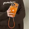 Soporte de Flor Naranja Adecuado para Funda de Teléfono Apple 17 iPhone 15 Pro Max con Correa 16 Patrón Glaciar 18 para Mujeres