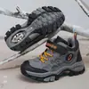 Zapatos de algodón para niños, talla grande, forrados de felpa y engrosados, botas de algodón de doble capa, antideslizantes, cálidos, resistentes al frío, botas de nieve, duraderos con protección de puntera de acero
