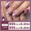 Uñas Portátiles Terminadas de Longitud Media Estilo Europeo y Americano con Purpurina de Palmera Tropical y Lámina de Oro, Uñas Postizas Desmontables Populares en Redes Sociales