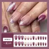 Puntas de Uñas Moda Ojo de Gato Moradas Forma Almendra Usables, Puntas de Uñas Usables para Manicura Suave, Set de 24 Piezas para Puntas de Uñas Transfronterizas
