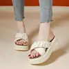 Sandalias de Deslizamiento Estilo Francés de Suela Gruesa para Mujer, Novedad Verano 2026, Sandalias Deslizantes Casuales de Vacaciones para Playa, Altura Media que Aumenta la Altura