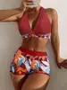 2027 Nuevo Bikini de Dos Piezas Transfronterizo Europeo y Americano Traje de Baño para Mujer Sexy Estampado con Tirantes Bikini Playa Traje de Baño para Mujer