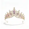 Tiara de Coroa de Noiva Transfronteiriça Estilo Europeu e Americano Barroco Coroa Luxuosa de Liga Metálica Acessórios para Vestido de Festa de Princesa