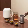 Juego de Tazas de Vidrio y Titanio Puro para el Festival de Medio Otoño con Caja de Regalo de Malla, Juego de Té Portátil para Viaje, Regalo de Negocio Souvenir para Viajes al Aire Libre