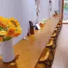 Mesa de Bar Suspensa de Madeira Maciça de Alta Resistência, Mesa de Jantar Simples Montada na Parede para Apartamentos Pequenos, Mesa de Extensão para Janela de Canto