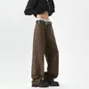 Pantalones Casuales de Trabajo Americano para Hombre Marca de Moda Patchwork Corte Limpio Holgado Recto Pierna Ancha Streetwear Versátil Pantalones Largos