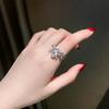 Anel de Diamante Moissanite Feminino Leve Luxo Elegante Anel de Diamante Simulado Pequeno Anel de Laço Totalmente Diamantado Estilo Chanel Feminino Trendy da Internet