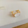 Serenidad de Té Blanco, Anillo Abierto Irregular de Perla Tejido Plegado, Anillo de Dedo Índice de Lujo Ligero de Gama Alta, Accesorio de Mano de Moda