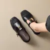 Diseño Sencillo, Elegantes Zapatos de Ballet de Punta Cerrada, Alto Atractivo Estético, Cómodos Zapatos para Mujer con una Sola Correa, Zapatos Planos de Cuero Retro Mary Jane
