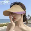 Chapéu com Viseira de Cor Sólida Estilo Ins Coreano para Mulheres, Versão Coreana, Chapéu de Sol para Proteção Solar em Viagens de Verão, Chapéu de Sol Dobrável