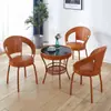 Cadeira de Rattan para Varanda Cadeira de Encosto Único Tecida à Mão Sala de Estar Quarto Uso Doméstico Simples Cadeira de Rattan Giratória Cadeira de Rattan Pequena para Exterior