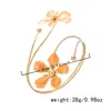 Pulseira de Braço Aberta Flor com Gotejamento de Óleo Novo Vintage Europeu e Americano, Anel de Braço Ajustável Irregular Criativo Personalizado Enrolado