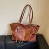 Bolso de Tote Retro de Gran Capacidad Estilo Europeo y Americano para Mujer Otoño Comercio Exterior Simple Versátil para el Trabajo y el Viaje Bolso de Hombro Único