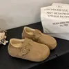 Zapatos Birkenstock completamente cerrados de suela gruesa para mujer, nuevo estilo 2026, mocasines Birkenstock de invierno slip-on con forro de felpa, zapatos de algodón