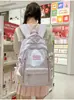 Gris claro con acentos en rosa suave, discreta y duradera, mochila estilo coreano para chicas de secundaria y preparatoria