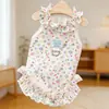 Saias para Pets Verão Roupas para Cães e Gatos Suprimentos Finas Respiráveis Atacado Roupas Transfronteiriças Florais Franzidas Saia Princesa
